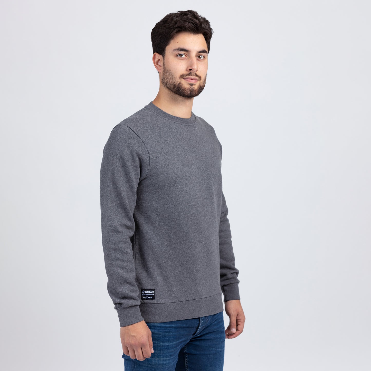 Herren Sweater mid grey melange