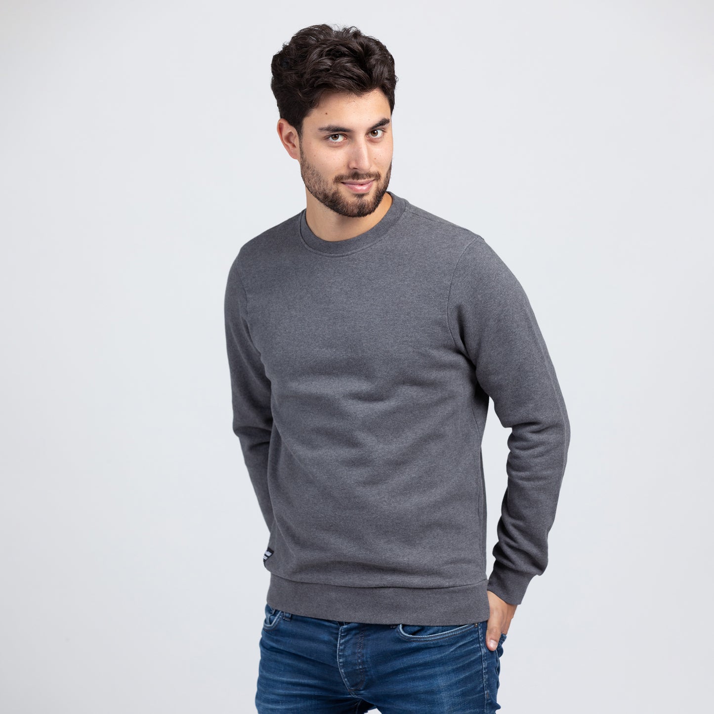 Herren Sweater mid grey melange