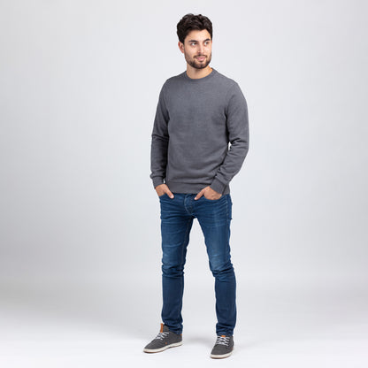 Herren Sweater mid grey melange