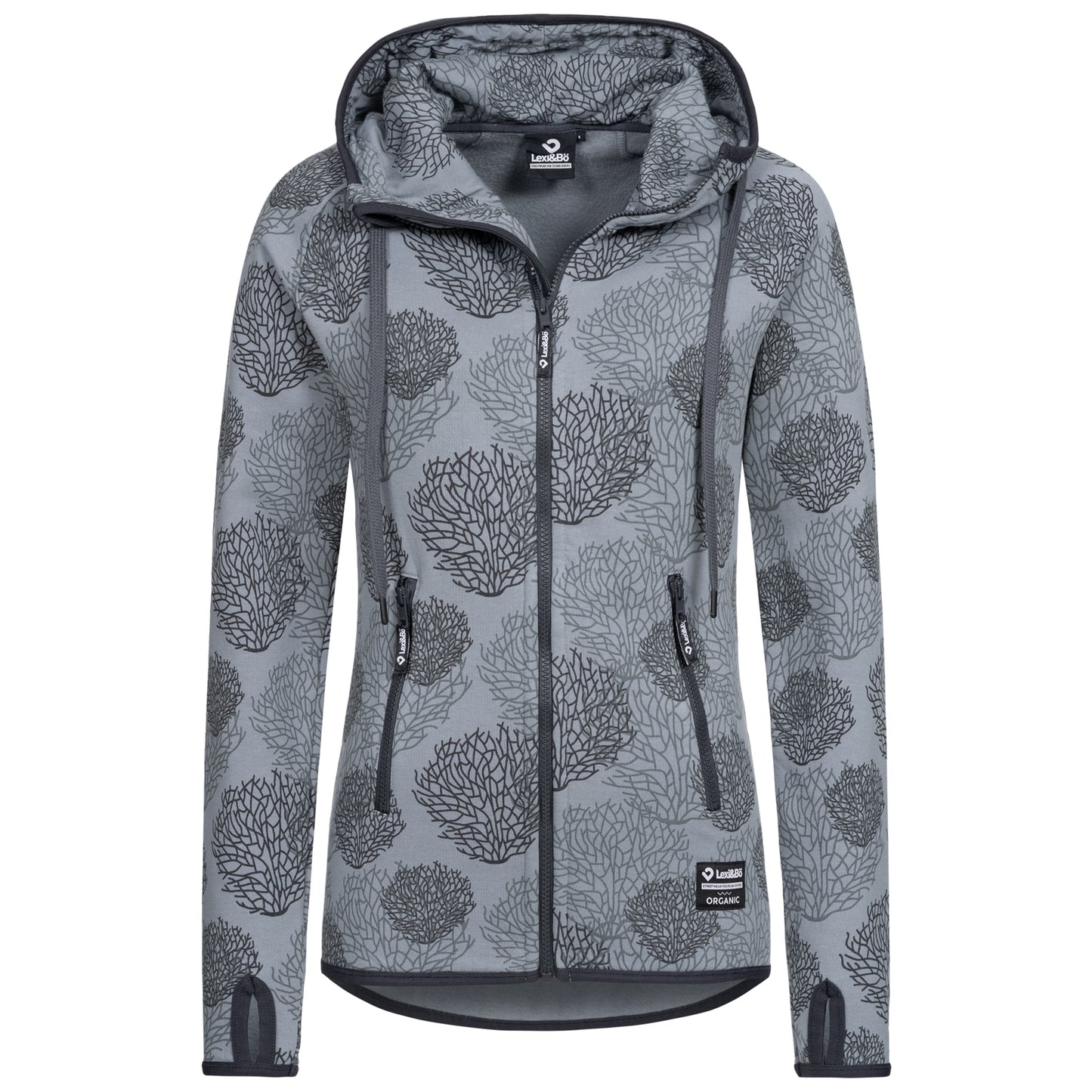 Coral Zip Hoodie Damen mit Allover Print