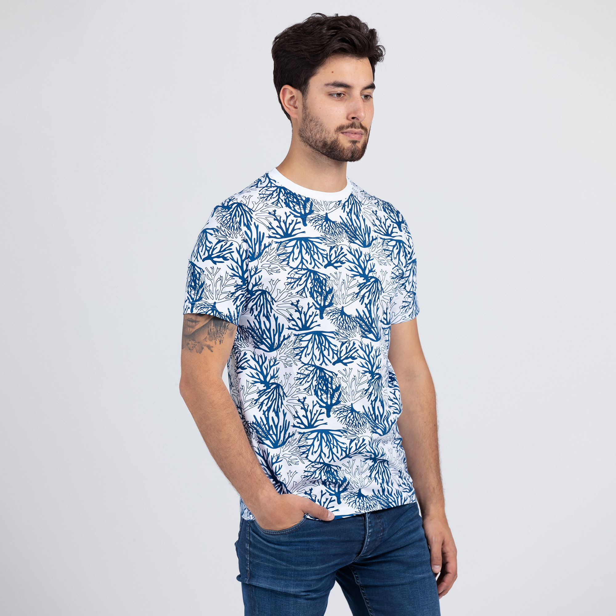 Herren T-Shirt Bio-Baumwolle | für aus Korallen-Allover-Print mit Lexi&Bö