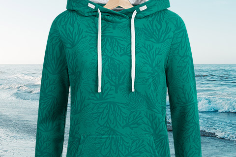 Women's organic cotton hoodie with coral all-over print