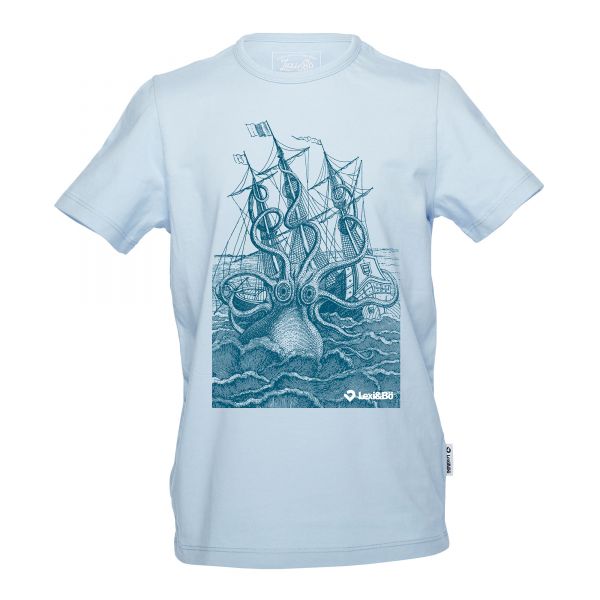 The Rage of the Kraken Jungen T-Shirt in blue bell mit großem Front print - Vorderansicht